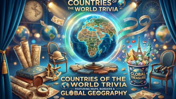 Countries of the world trivia featuring maps, borders and global geography